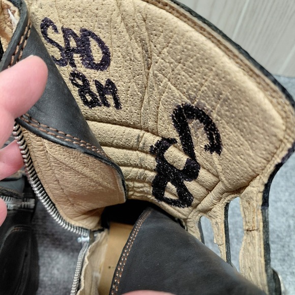 VTG 90s GBX Leather Boots Buckles SZ 8 Combat Moto Biker Punk Goth Emo Grunge - Picture 12 of 16